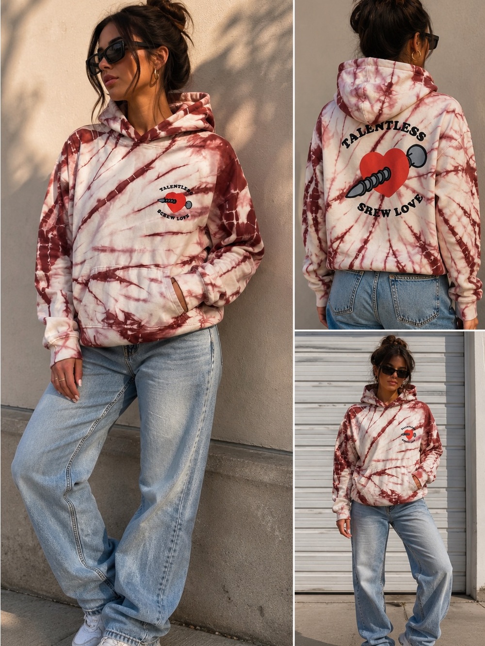 TALENTLESS Tie-Dye Hoodie with Label Detail